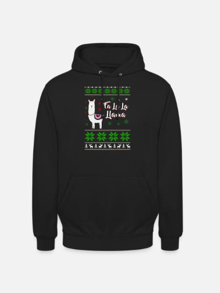 Ugly Christmas Llama - Unisex Hoodie - black