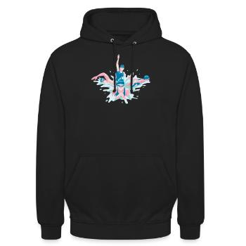 Schwimmerin Schwimmen - Unisex Hoodie - Schwarz - Vorne - Alina (178cm) & Michal (187cm)