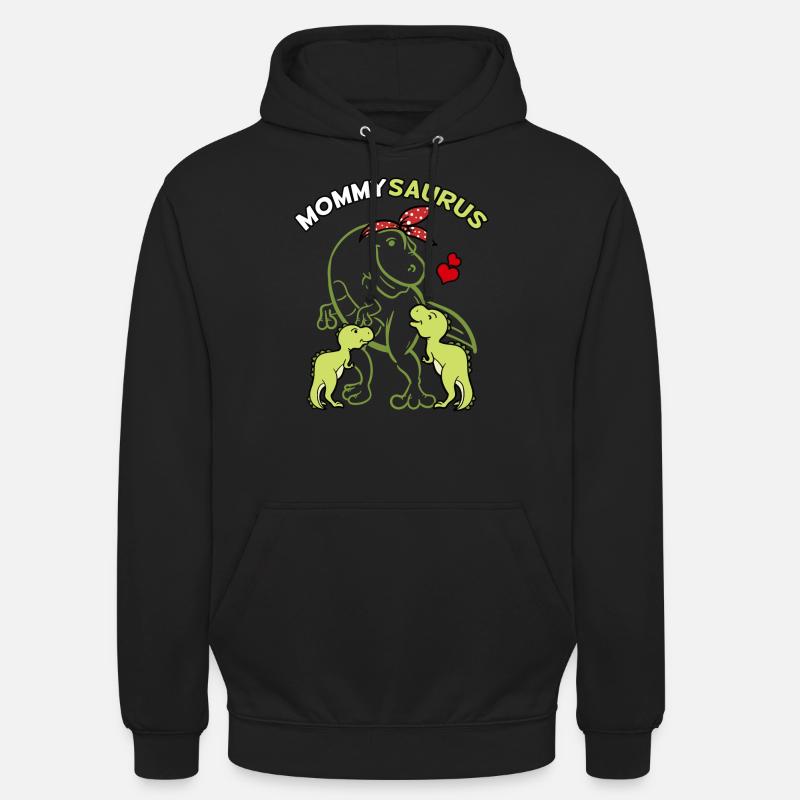 Mommysaurus avec 2 bébés - Sweat-shirt à capuche unisexe - noir