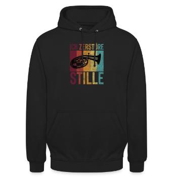 Zerstöre Stille Tenorhorn Tenorhornist Musiker - Unisex Hoodie - Schwarz - Vorne - Alina (178cm) & Michal (187cm)