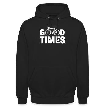 Fietsen Goede Tijden - Uniseks hoodie - zwart - Voor - Alina (178cm) & Michal (187cm)