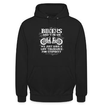 Biker Biker = Cadeau à faible tolérance à la stupidité - Sweat-shirt à capuche unisexe - noir - Devant - Alina (178cm) & Michal (187cm)