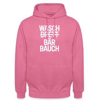 Waschbrett Waschbär Bauch Geschenk - Unisex Hoodie - Pink - Vorne - Alina (178cm) & Michal (187cm)