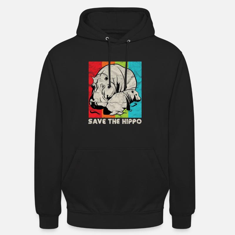 Schütze die Nilpferde | Nilpferd - Unisex Hoodie - Schwarz