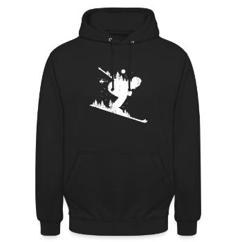 Anniversaire de Noël cadeau ski enfants - Sweat-shirt à capuche unisexe - noir - Devant - Alina (178cm) & Michal (187cm)