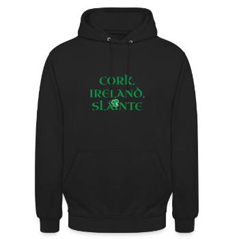 Grafschafts-Korken-Irland-T-Shirt | Lustiges Geschenk für - Unisex Hoodie - Schwarz - Vorne - Alina (178cm) & Michal (187cm)