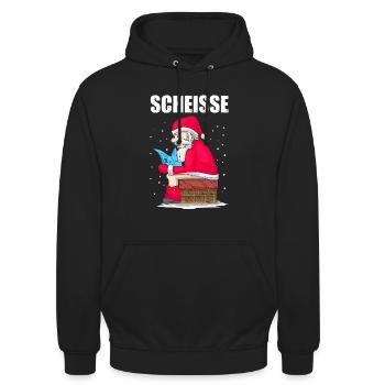 Scheisse Weihnachtsmann Anti Weihnachten Geschenk - Unisex Hoodie - Schwarz - Vorne - Alina (178cm) & Michal (187cm)
