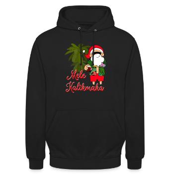 Mele Kalikimaka Frohe Weihnachten auf hawaii - Unisex Hoodie - Schwarz - Vorne - Alina (178cm) & Michal (187cm)