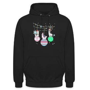 Lama Alpaka Vikunja Weihnachten Geschenk - Unisex Hoodie - Schwarz - Vorne - Alina (178cm) & Michal (187cm)