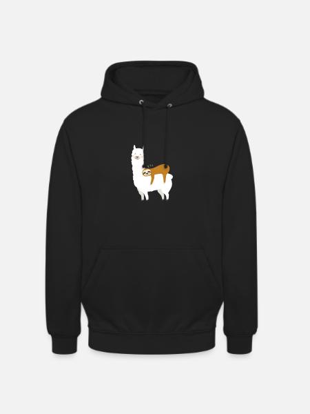 Alpaca with sloth - Unisex Hoodie - black
