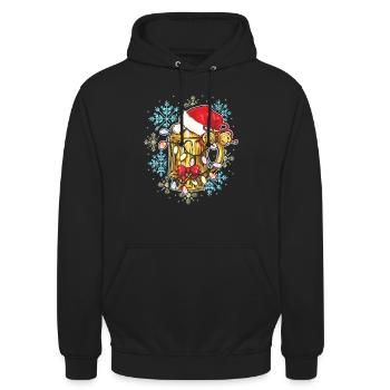 Tasse de bière Santa Cap Amant de bière de Noël - Sweat-shirt à capuche unisexe - noir - Devant - Alina (178cm) & Michal (187cm)