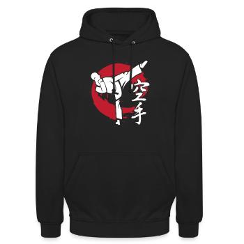 symbole de karaté coup de pied cadeau de sport - Sweat-shirt à capuche unisexe - noir - Devant - Alina (178cm) & Michal (187cm)