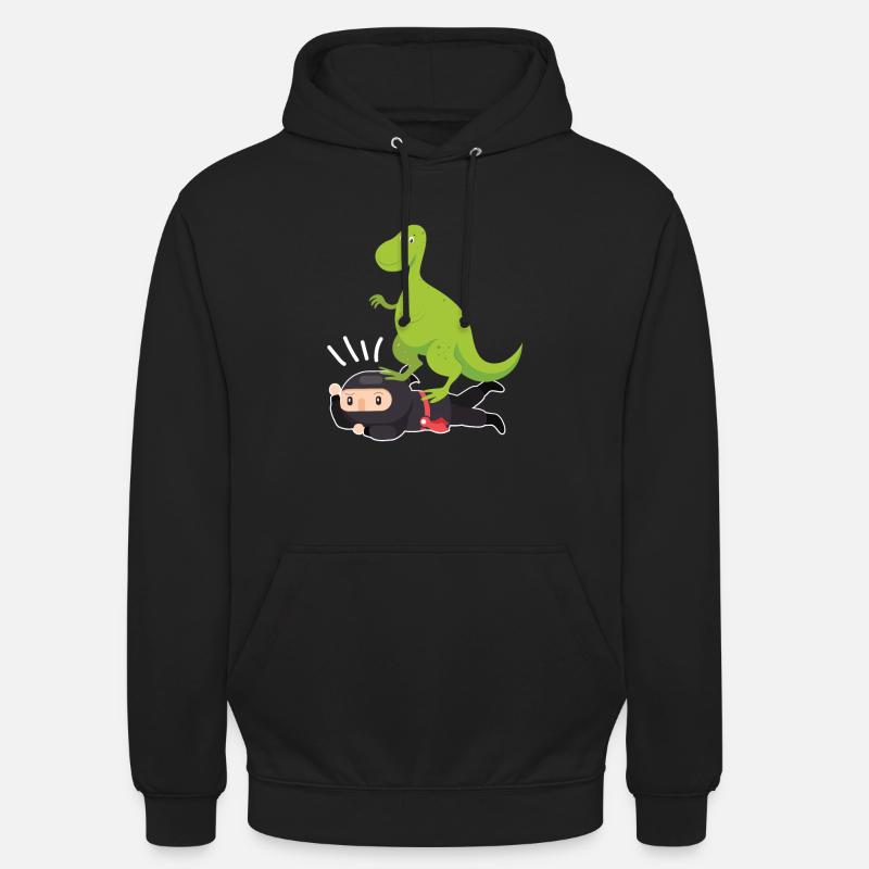 Ninja Samurai mit Dinosaurier - Unisex Hoodie - Schwarz