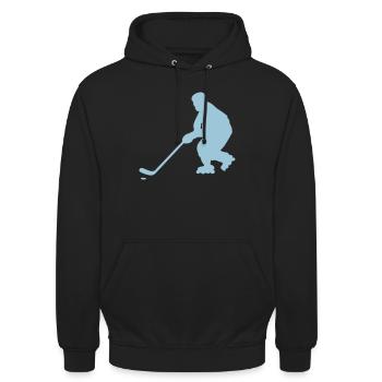 Roller Inline Hockey Silhouette Charakter - Unisex Hoodie - Schwarz - Vorne - Alina (178cm) & Michal (187cm)