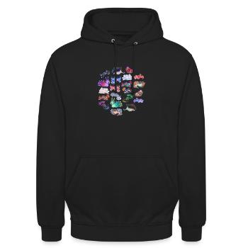 Conception de la plongée sous-marine en nudibranche - Sweat-shirt à capuche unisexe - noir - Devant - Alina (178cm) & Michal (187cm)
