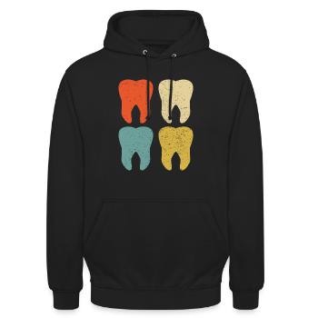 Weinlese-Zahnarzt Dental Hygienist Hygiene - Unisex Hoodie - Schwarz - Vorne - Alina (178cm) & Michal (187cm)