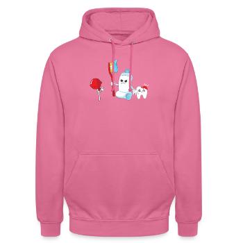 Zahnpasta Zahnbürste Zahnarzt Zahnarzthelfer - Unisex Hoodie - Pink - Vorne - Alina (178cm) & Michal (187cm)