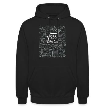 Square Root of 256 - 16th Birthday Geek Design - Unisex Hoodie - Schwarz - Vorne - Alina (178cm) & Michal (187cm)