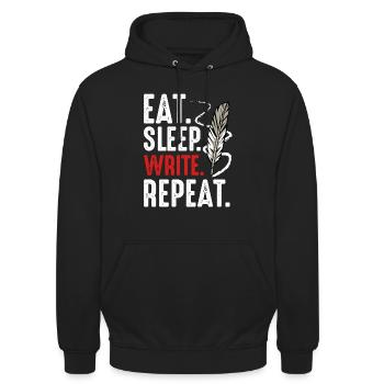 Mange, Dors, Écris, Répète, Motivation - Sweat-shirt à capuche unisexe - noir - Devant - Alina (178cm) & Michal (187cm)