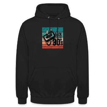 retour aux 90 s 90 - Sweat-shirt à capuche unisexe - noir - Devant - Alina (178cm) & Michal (187cm)