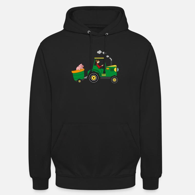 Tractor farmer professions trailer boy without text - Unisex Hoodie - black