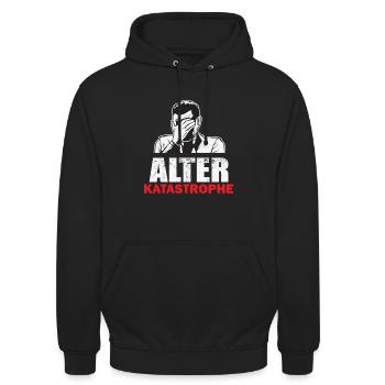 Alter Katastrophe Retro Fremdschämen - Unisex Hoodie - Schwarz - Vorne - Alina (178cm) & Michal (187cm)