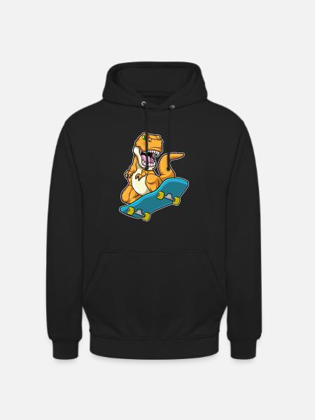 Dinosaur Skater Skateboard - Unisex Hoodie - black
