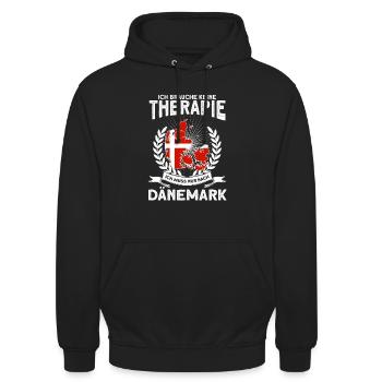 Keine Therapie Ich muss nur nach Dänemark Geschenk - Unisex Hoodie - Schwarz - Vorne - Alina (178cm) & Michal (187cm)