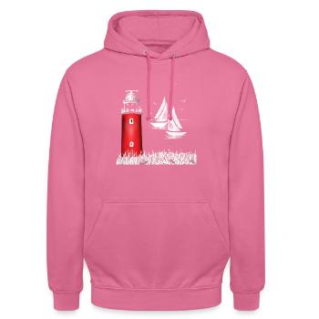Roter Leuchtturm Texel Insel Holland Wattenmeer - Unisex Hoodie - Pink - Vorne - Alina (178cm) & Michal (187cm)
