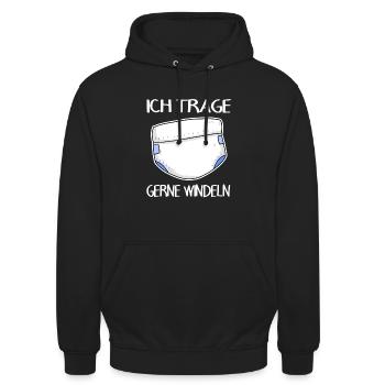 Adult Baby Windel Geschenk - Unisex Hoodie - Schwarz - Vorne - Alina (178cm) & Michal (187cm)