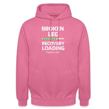 Gebrochenes Bein Operation Genesungsgeschenk - Unisex Hoodie - Pink - Vorne - Alina (178cm) & Michal (187cm)