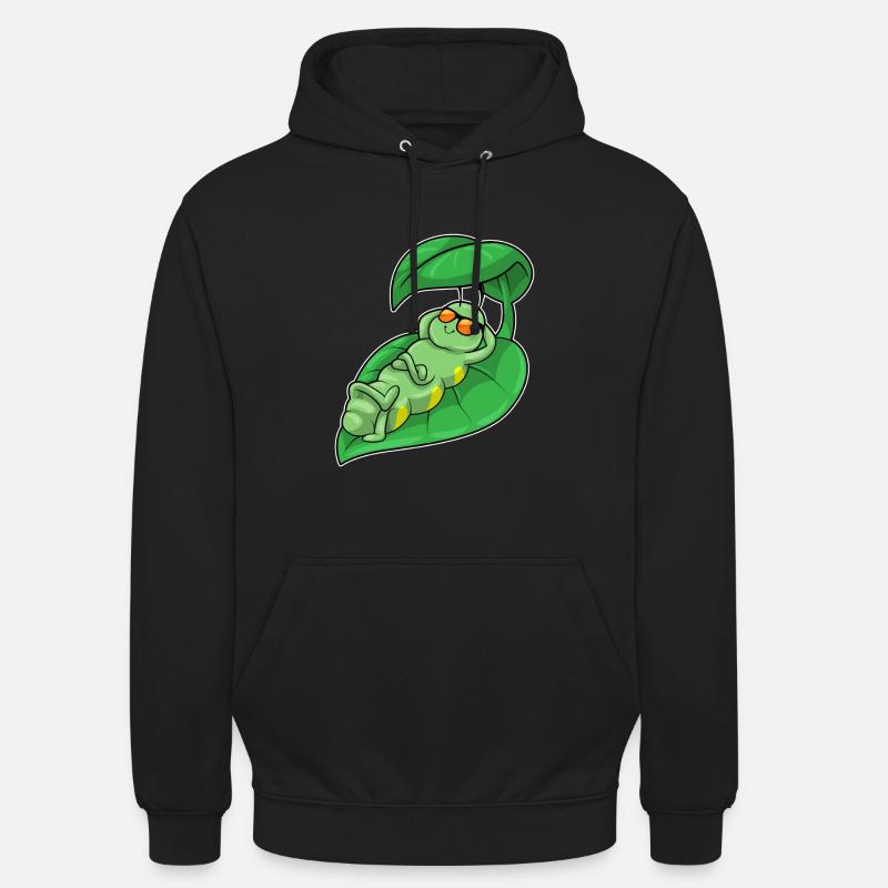 Chenille avec feuille - Sweat-shirt à capuche unisexe - noir