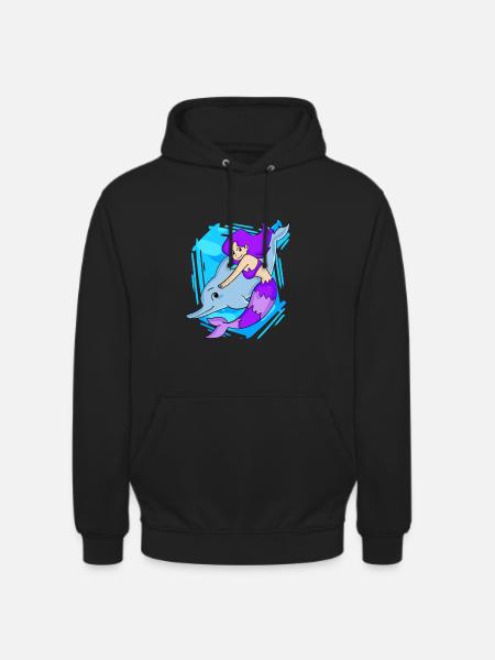 Meerjungfrau mit Delfin - Unisex Hoodie - Schwarz