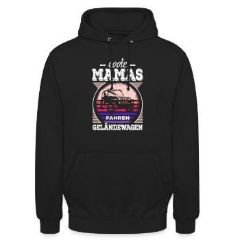 Coole Mamas Geländewagen 4x4 Offroad Geschenk - Unisex Hoodie - Schwarz - Vorne - Alina (178cm) & Michal (187cm)