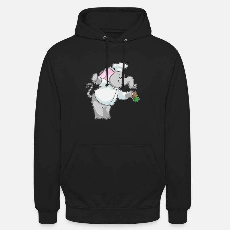 Éléphant comme cuisinier avec salière - Sweat-shirt à capuche unisexe - noir
