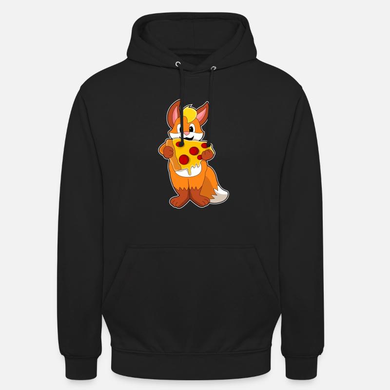 Fuchs mit Pizza - Unisex Hoodie - Schwarz