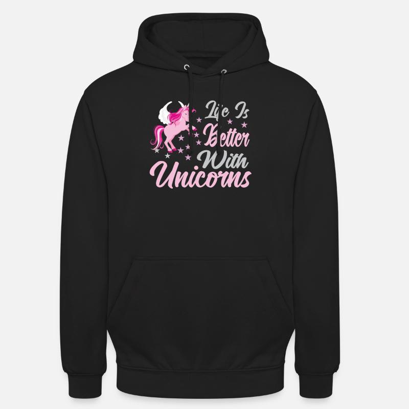 Leben ist besser mit Einhörnern - Unisex Hoodie - Schwarz