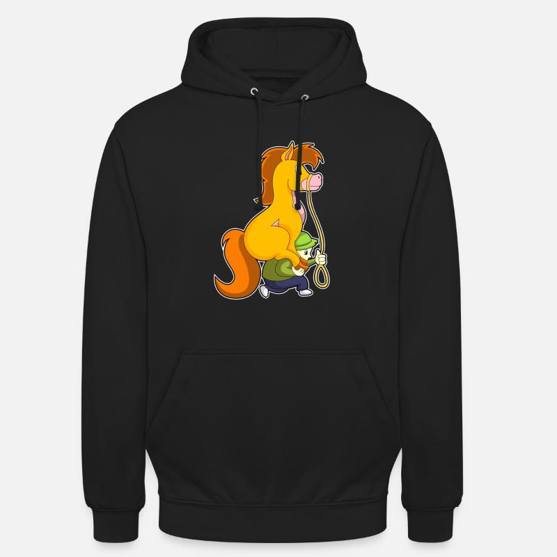 Pferd mit Junge - Unisex Hoodie - Schwarz