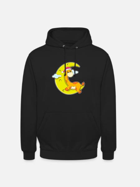 Giraffe Weihnachten Mond - Unisex Hoodie - Schwarz