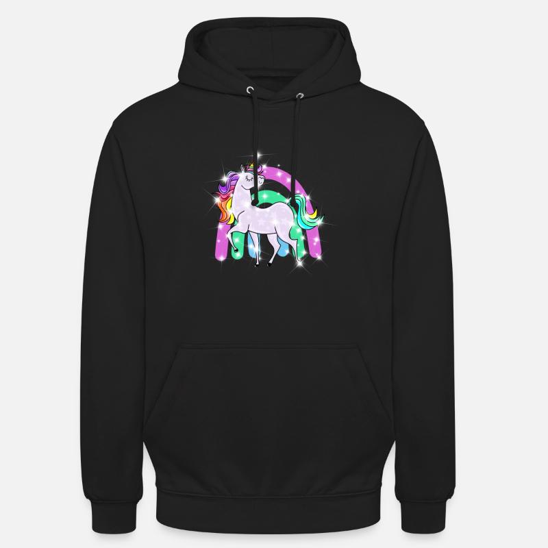 funkelndes Einhorn mit Regenbogen - Unisex Hoodie - Schwarz
