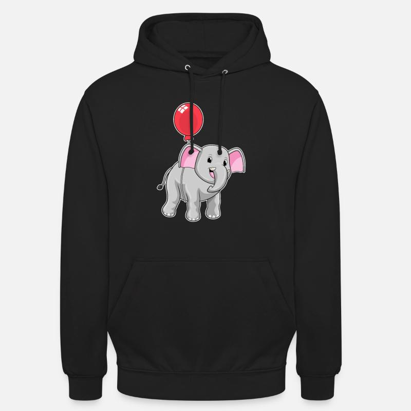 Elefant mit Luftballon - Unisex Hoodie - Schwarz