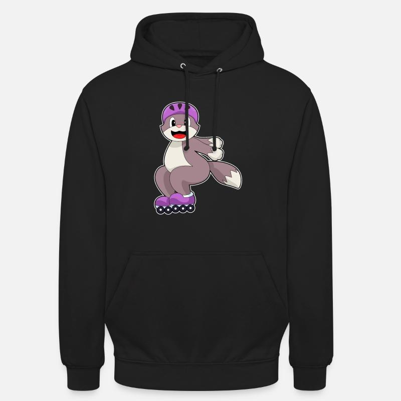 Katze mit Rollschuhe - Unisex Hoodie - Schwarz