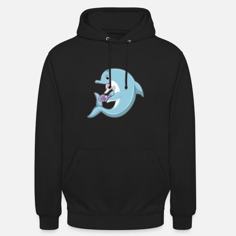 Delfin mit Perle - Unisex Hoodie - Schwarz