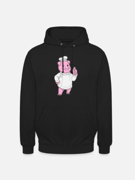 Pig Chef Chef Hat Cooking - Unisex Hoodie - black