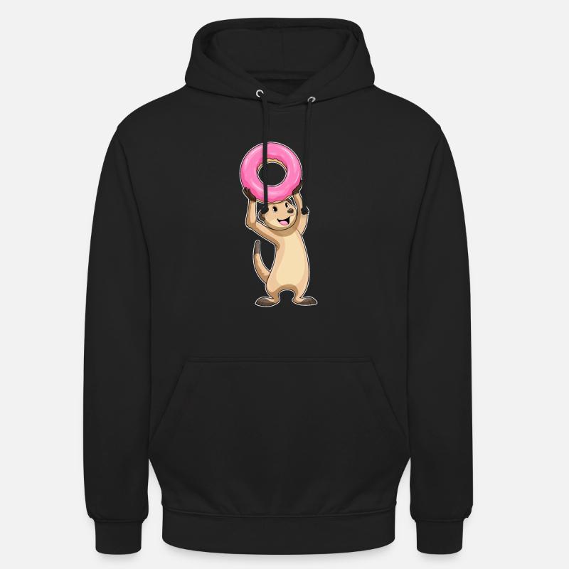 Erdmännchen mit Donut - Unisex Hoodie - Schwarz