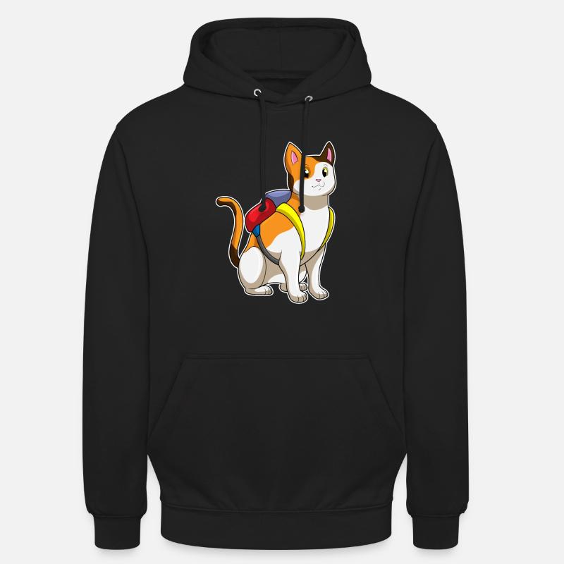 Chat avec cartable - Sweat-shirt à capuche unisexe - noir