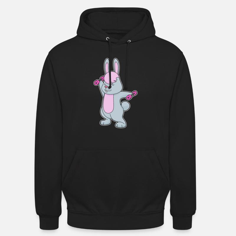Culturisme Bunny Bodybuilder Haltères - Sweat-shirt à capuche unisexe - noir