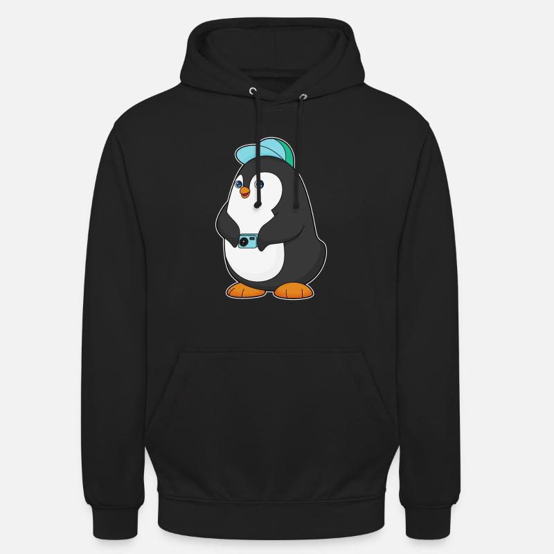 Pinguin Kamera - Unisex Hoodie - Schwarz