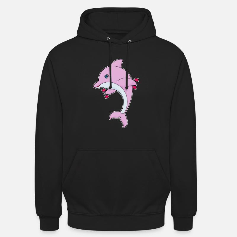 Dolphin Bodybuilder Dumbbells Bodybuilding - Sweat-shirt à capuche unisexe - noir