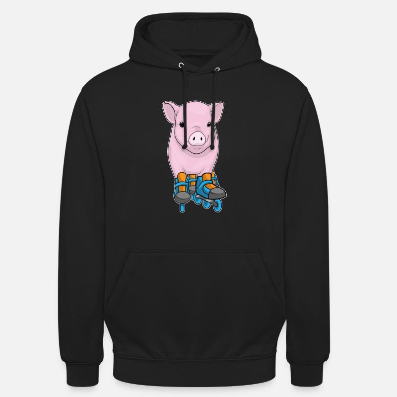 Schwein Inline skating Inline skates - Unisex Hoodie - Schwarz